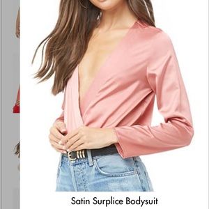 Satin Surplice Bodysuit Never Worn